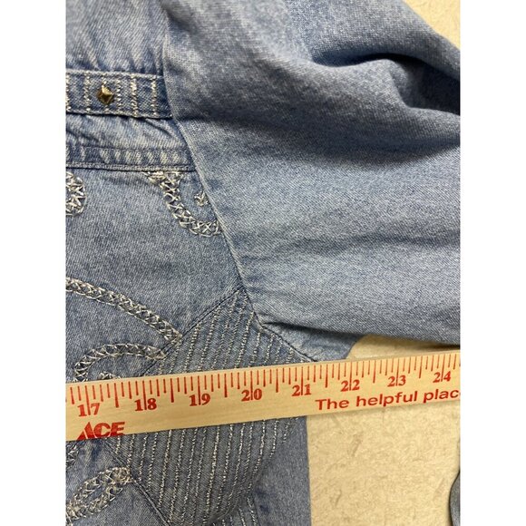 Saint Germain Paris Women's Denim Embellished Jacket VTG Full Zip Medium - Flaw - Picture 4 of 7